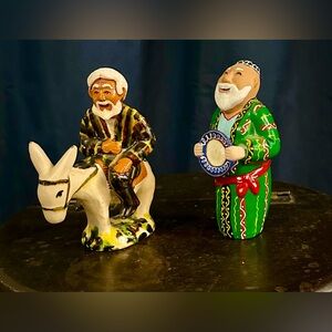 Rustic Pair of Turkmen Figurines in Traditional Attire From Turkmenistan.